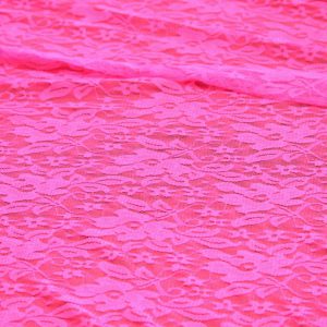 Ткань гипюр стрейч «цветы» цвет неон розовый